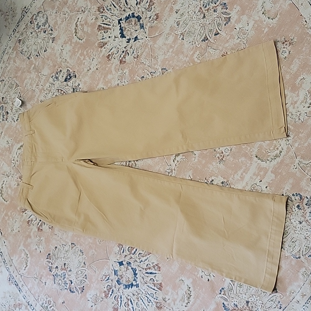 Gap light tan wide leg pants belt loops 4 pockets stretch sz 4 Petite New …